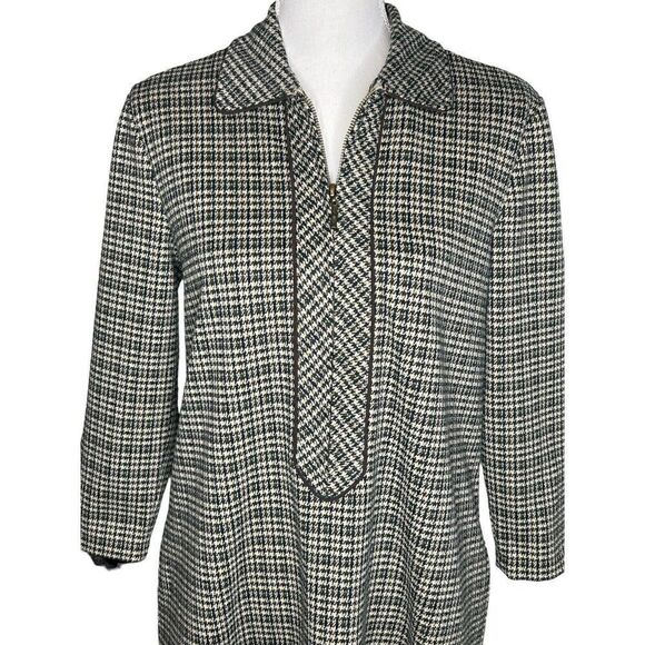 J. Mclaughlin Shirt Dress Long Sleeve Collared V-Neck Tweed Herringbone Size S - Picture 2 of 7